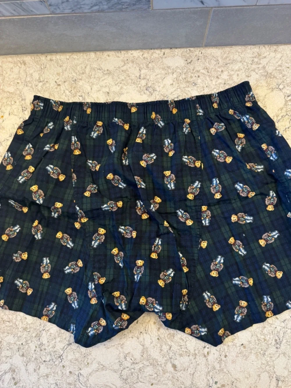 Vintage‎ Men's Polo by Ralph Lauren Medium Plaid Boxer Shorts with Teddy Bears